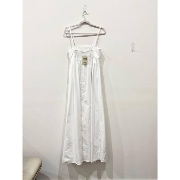 NWOT In Italy Sleeveless Spaghetti Strap Smocked A-Line Maxi Dress White Women S - Picture 2 of 4